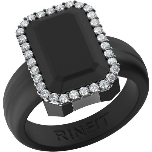 Rinfit Women's Silicone Wedding Band - Promise Rings for Her - Emerald Cut with Cubic Zirconia Stones - Patented Design