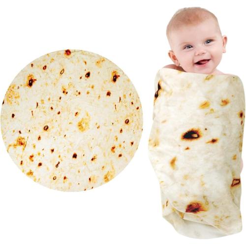 Burrito Baby Blanket, Tortilla Swaddle Blanket, Taco Blanket for Newborn Toddler, 285 GSM Soft Flannel Wearable Wrap Funny Gifts for Baby Shower & First Christmas Boy Girl 0-3 6 9 Months