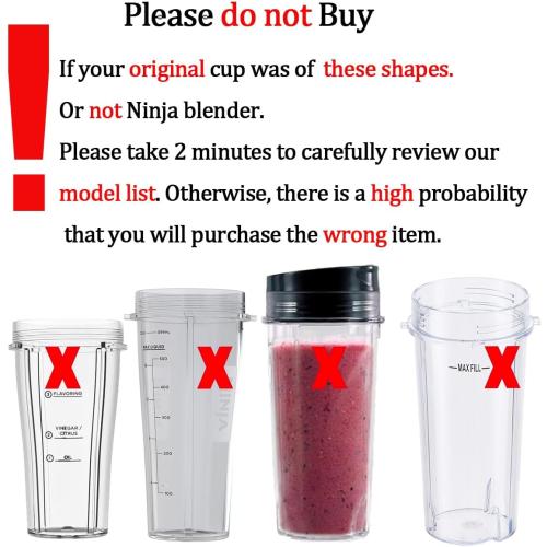 Replacement 24oz Blender Cup with Sip & Seal Lid For Nutri Ninja BL450 BL456 BL480 BL482 BL640 BL642 BL682 BN401 BN751 BN801 Foodi SS101 SS151 SS351 SS401 Ninja Blender Auto IQ Blade, 2-Pack …