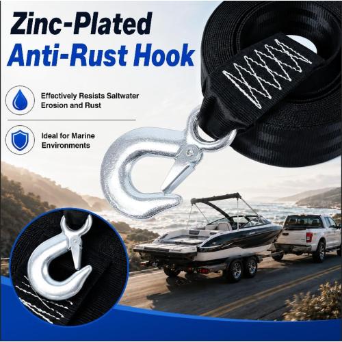 Boat Trailer Winch Strap with Hook 2 x 20', Heavy Duty Tow Straps
