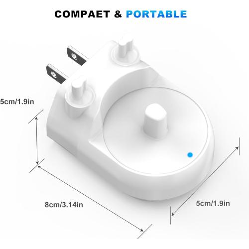 Charger for Oral-B Electric Toothbrush, Compatible with Oral-B io4/io5/io6, Genius 8000/9000, Pro 1000/2000/3000/5000, 3709/3728/3756 | Direct Plug-in Waterproof Outlet Charger Base Hygienic White
