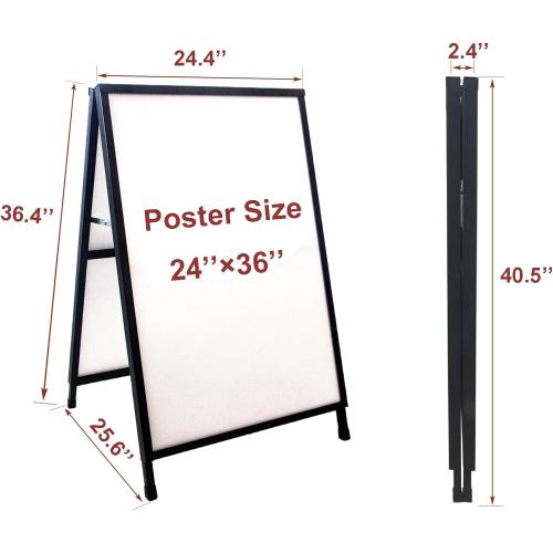 YDisplay A Frame Sidewalk Sign 24x36 inches Sandwich Board Signs Outdoor Heavy Duty Double-Sided,including 2 Anti-Glare Covers & Corrugated Boards for Business Indoor Outdoor,Black