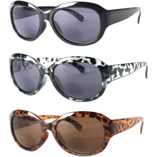 Hyyiyun Bifocal Reading Sunglasses for Women 4 Pairs Vintage Jackie Oval Ladies Oversize Cateye Readers