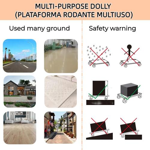 Furniture Dolly 4 Wheels Heavy Duty Spliceable Wood Platform Dolly 2 Pack, 1100 lbs Load Capacity Wood Pallet Jack, Furniture Moving Wooden Appliance Mover with 4 Soft Rubber Silent Wheels