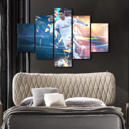 Color Multi of Ronaldo TUMOVO 5 Piece Cristiano Ronaldo Wall Art Gallery Wrap Football Star Poster Inspirational Wall Art Canvas Prints Modern Home Decor Artwork for Living Room Bedroom Office Framed Ready to Hang
