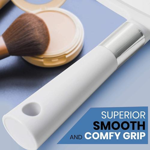 MIRRORVANA® Large Hand Held Mirror with Comfy Handle for Women and Men - Personal Barber Haircut Mirror to See Back of Head - Espejo de Mano - 9 x 13 (White)