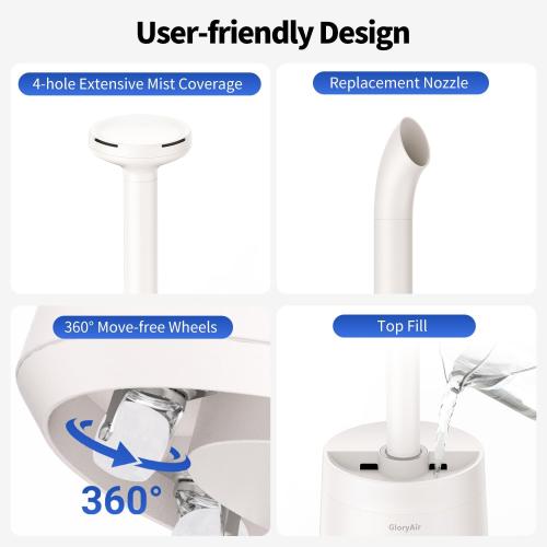 Humidifier for Large Room-6.3Gal Cool Mist, Top Fill,3000ft²,Beige | Commercial Humidifier with 4X Atomizers,1500mL/h Mist Output with Auto Mode,40H Runtime,Quiet Humidifiers for Bedroom & Plant
