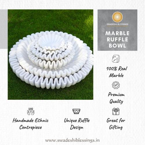 HandCrafted Marble Ruffle Bowl/Antique Scallop Bowl/Fruit Bowl/Vintage Ring Dish/Decorative Flower Dish/HouseWarming Gift/Wedding Gifts/Urli