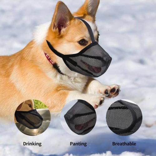 Dog Muzzle, Soft Mesh Covered Muzzles for Small, Medium, Large and X-Large Dogs, Muzzle with Adjustable Straps, Prevent Barking, Biting, and Accidental Ingestion (Black, X-Small)