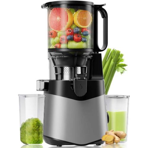 Cold Press Juicer, 5.8 Wide Feed Chute Juice Extractor Machine with 400W, High Juice Yield, Slow Masticating Juicer for Whole Vegetables & Fruits, Dark Grey