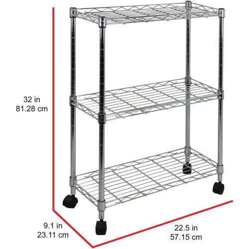 Oceanstar 3-Tier Shelving All-Purpose Utility Cart, Chrome