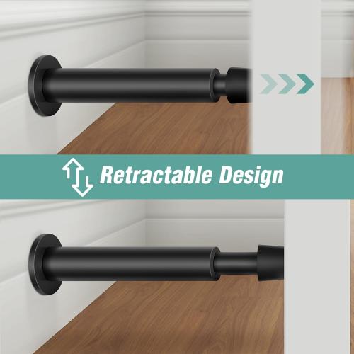 KOLAKO Black Door Stops, 4 Pack Door Stoppers for Wall, 4.4 Inch Doorstop Wall Protector with Rubber Bumper Tip, Door Stoppers for Bottom of Door, Matte Black