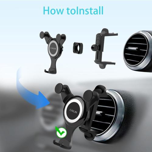 ICAILIN Car Phone Holder Mount for Round Air Vent, Universal Circular Vent Cell Phone Mount Compatible with Mercedes Benz A/B/C/E/S/GLC Class, Jeep Wrangler, Mini Cooper, Fits iPhone & Samsung