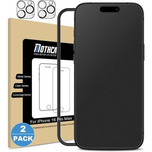 Mothca 2 Pack Matte Glass Screen Protector for iPhone 16 Pro Max[6.9 inch]   2 Pack Camera Lens Protector, Anti-Glare & Anti-Fingerprint Tempered Glass (Not Privacy Film) Bubble Free, Smooth as Silk