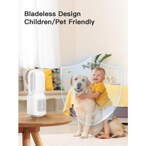 let'me 13 Inch Desk Fan, Bladeless Table Fan, 106° Oscillating Fan Touch Control with 3 Speeds and Night Light, Small Quiet Desk Fan for Personal, Office, Nightstand