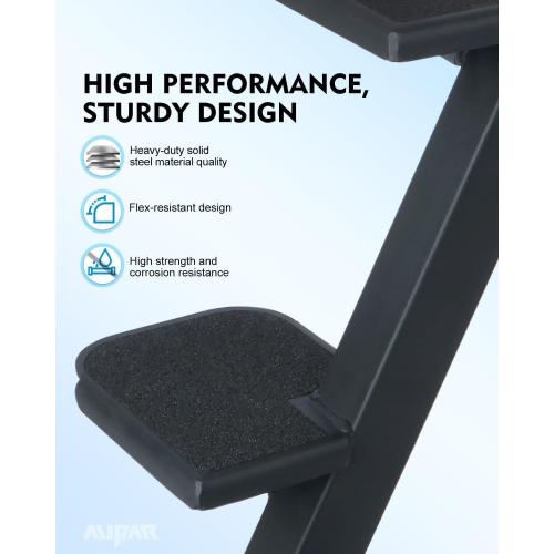 Boat Trailer Step Ladder, 4-Step with Safety Handle, Non-Slip Surface, Universal Trailer Tongue Mount, Black (4 Step)