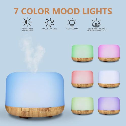 Set of 36 Size 36x5ML SACATR Essential Oil Diffusers for Home with 36 Oil Diffuser Sets, 500ml Aroma Diffuser for Essential Oils Large Room, Ultrasonic Cool Mist Diffuser Auto Shut-Off 4 Timers 15 Colors (36x5mL)