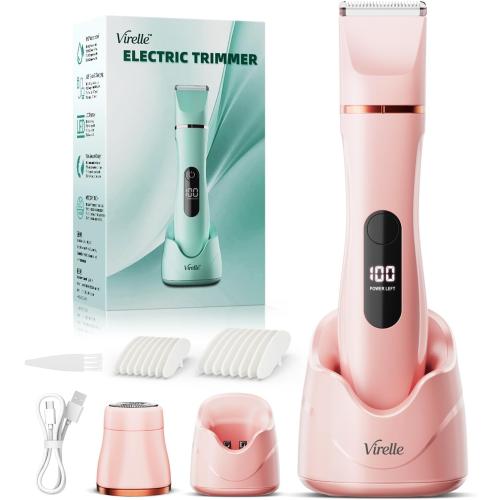 Hair Removal Epilators Bikini Trimmer for Women, Painless Waterproof Electric Foil Shaver Razors for Facial Leg Body Armpit,Cordless Ceramic Blade with USB Charging Dock,Travel Size,Pink