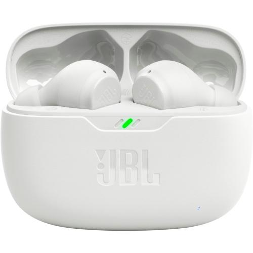 JBL Vibe Beam - True Wireless JBL Deep Bass Sound Earbuds, Bluetooth 5.2, Water & Dust Resistant, Hands-free call with VoiceAware, Up to 32 hours of battery life (White)