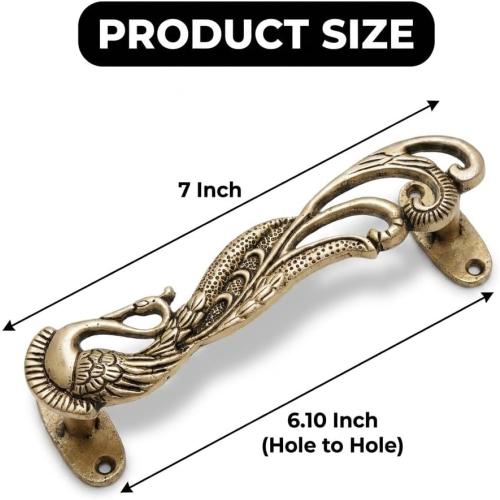 Indian Shelf Brass Peacock Door Handle Pair Vintage Pulls for Main Door