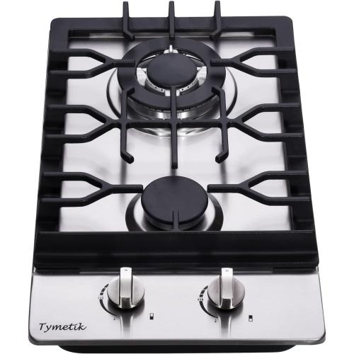 Gas Cooktop 12 Inch, 2 Burners Gas Stovetop Built-in Stainless Steel Gas Stove Dual Fuel LPG/NG Convertible Gas Hob for RVs, Apartments, Outdoor