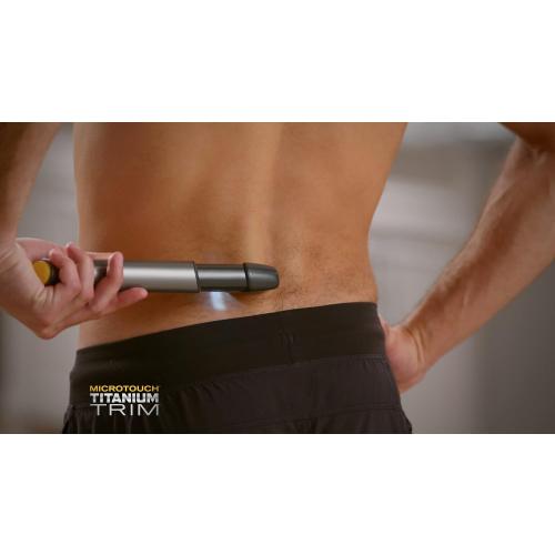 Color Black Micro Touch Titanium Trim PRO, Rechargeable Lighted Hair Cutting Tool and Body Groomer, Black
