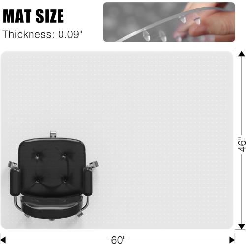 Office Chair Mat for Carpet, tixpol 46 x 60 Chair Mat for Carpeted Floors, Non-Slip Carpet Protector Floor Mat with Grips, Heavy-Duty Rolling Under Desk Mat for Home Office and Gaming (Clear)