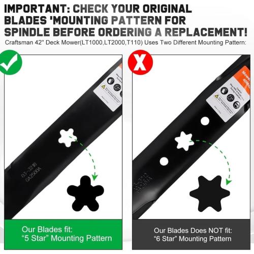Eaglerich 3-in-1 Mulching Blade 134149 for 42 Inch Deck Mowers, Replace 532134149 & 422719, 5 Point Star Center Hole, 2 Pack