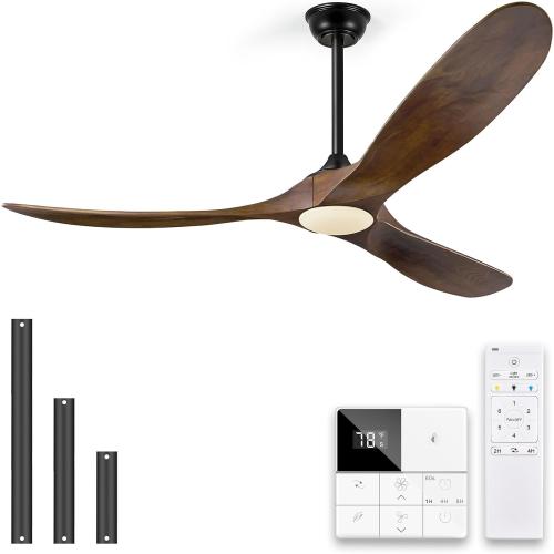 Eliora 72 Inch Ceiling Fans with Lights and Remote Control, Outdoor Ceiling Fan with Light High cfm Outdoor Ceiling Fan for Patio, Porch, 6 Speed Propeller Quiet DC Motor ETL Listed-Deep Walnut