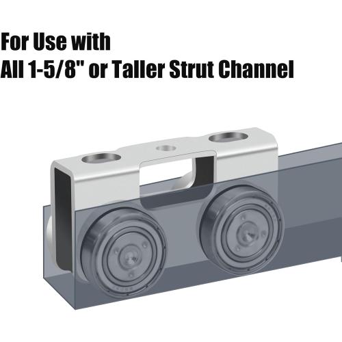 P2750-EG 4 Wheel Light Duty Trolley Assembly for Unistrut, Use for All 1-5/8 P1000, P1001, P5000, P5001, P5500, P5501 or Taller Strut Channel, Unistrut, Superstrut (4PACK)