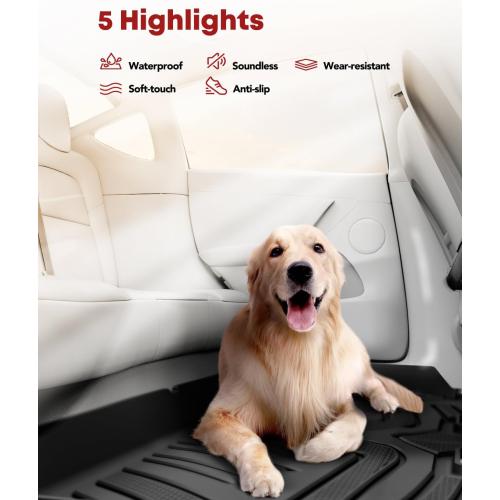 YHTAUTO Floor Mats Fit 2017-2026 Ford F-250 F350 F450 Super Duty Crew Cab (with Under Seat Storage & Carpet), TPE All Weather Odorless Floor Liner, F250 Car Accessories Front & 2nd Row Liner