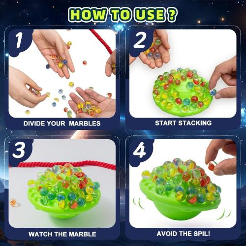 Wobble Ball Marble Balance Game for Kids & Adults – Exciting Family Challenge and Fun Party Game with 60 Marbles, Great Gift for Holidays and Birthdays, Ages 8 , 1–4 Players
