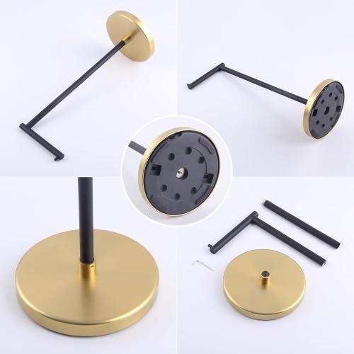 GERZWY Bathroom Toilet Paper Holder SUS 304 Stainless Steel Stand Modern Paper Towel Holder Free Standing for Countertop (Black & Gold) DZY002-BD