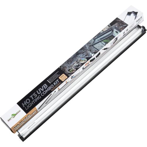 REPTI ZOO 39W Reptile T5 HO UVB Lighting Combo Kit, 34 Light Fixture Reptile Terrarium Hood, with Detachable Curved Reflector and 5.0 UVB T5 Lamp Bulb, ETL certificated