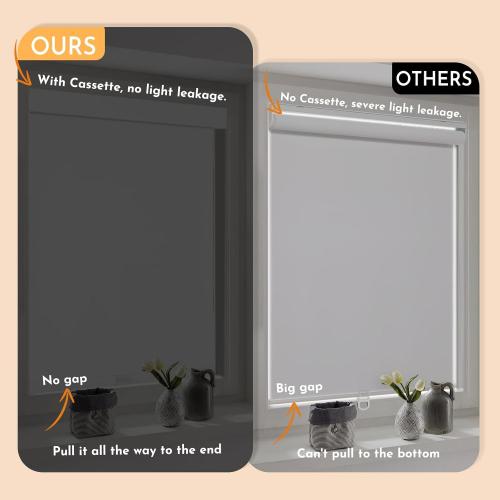 Persilux Cordless Blackout Roller Shades for Windows, Pull Down Blinds With Valance, Thermal Insulated Fabric, UV Protection for Home and Bedroom (White, 41 W x 72 H)