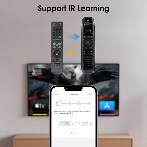 SofaBaton U2 Universal Remote with Backlit Button, All in One Universal Remote Control with App Control, Custom Macros, Compatible with Smart TVs,Sound Bar and DVD/Blu-ray Players, and More