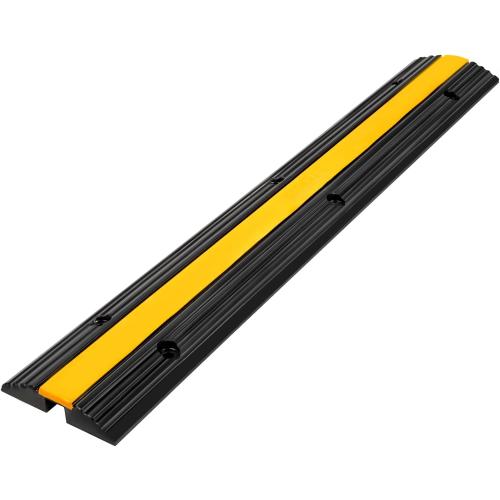 Happybuy 4 Pack of 1-Channel Rubber Cable Protector Ramps Heavy Duty 18000Lbs Load Capacity Cable Wire Cord Cover Ramp Speed Bump Driveway Hose Cable Ramp Protective Cover