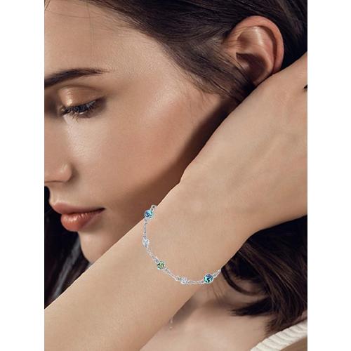 HPQQ Anklet Bracelet for Women 925 Sterling Silver Natural Stone Chain Ankle Bracelet Beach Summer Fine Jewelry Birthday Mothers Day Gifts for Women Her Mom