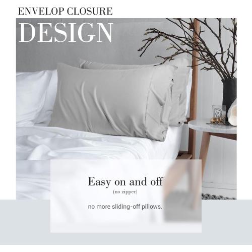 Cooling Queen Pillowcases Set of 2 Breathable Cool Silky Soft Rayon Derived from Bamboo Fabric, Moisture Wicking for Hot Sleepers, Hair and Skin Friendly, Light Gray, 2 Pack, 20x30IN