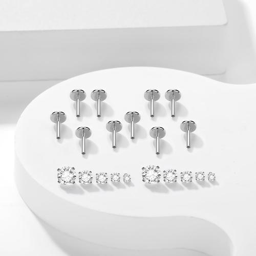 Xpircn 18G 16G Flat Back Stud Earrings 14K Gold Plated Internally Threaded CZ Stud Piercing Jewelry for Tragus Helix Cartilage Conch Nose Hypoallergenic Lip Labret Medusa Piercing