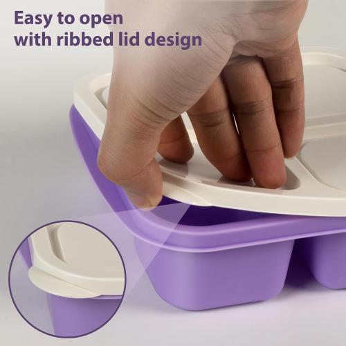 Snack Containers, Reusable Stackable 4 Divided Compartments Bento Snack Box Meal Prep Containers with Snacks, Fruits, Nuts, Cookies, Candies [5 Pack]