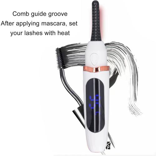 Heated Eyelash Curlers, USB Rechargeable Long Lasting with LED Temp Display Electric Lash Curling Wand with LED Display for 24h Long Lasting Curling