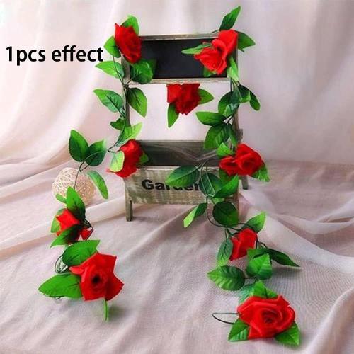 4 Pack Fake Rose Vine Flowers Plants 32.2 FT Artificial Flower Hanging Rose Ivy Home Hotel Office Wedding Party Garden Craft Art Decor (Red)