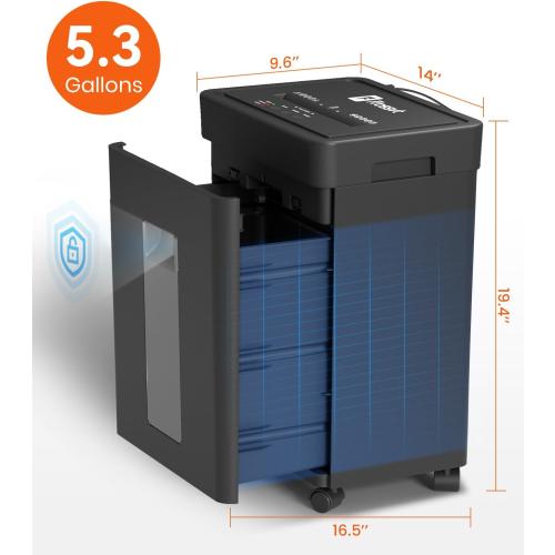 Frossvt Heavy Duty Paper Shredder Micro-Cut High Security Level P-4/12 Sheets 10-Minutes Running Time/AUTO Reverse/ 5.3-Gallon Pull Out Bin, Anti-Jam & Quiet Shredder for Office Home