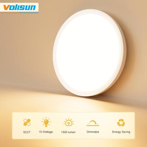 VOLISUN 8Pack 5CCT LED Flush Mount Ceiling Light, 7 inch Dimmable Ultra-Thin LED Ceiling Light Fixture, 3000K-6500K Selectable, 15W LED Ceiling Lights for Bedroom, Kitchen, Closet and Hallway (White)