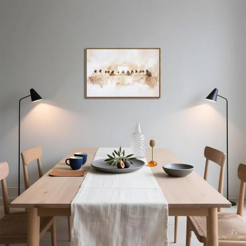 Jesus Last Supper Wall Art, Christian Wall Decor Paintings, Christ Pictures Religious Home Decor for Living Room Dining Room Church Prayer Room Bedroom 16x24 inch Floating Framed