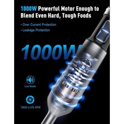 1000W Powerful Immersion Blender handheld, 2025 New Update Hand Blender with 25-Speed, Scratch-Resistant Corded Hand Mixer with Heavy-Duty Copper Brushless Motor and Gift Box