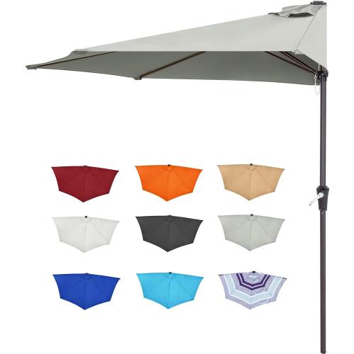 ABCCANOPY Patio Umbrella 11FT - Outdoor Half Umbrellas for Patio, Backyard, Garden, Deck (Ash Gray)