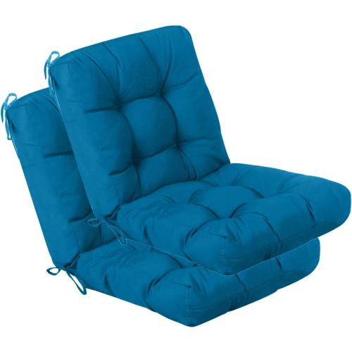 ‼️ONE IS USED WITH MILD FUR ‼️QILLOWAY Outdoor Chair Cushion for Patio Furniture, Waterproof Patio Cushions Set of 2 with Ties, Fade Resistant Replacement Pads for Outdoor Rocking Chairs,Peacock