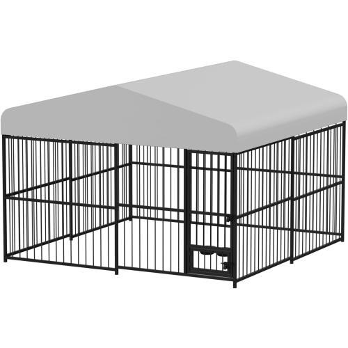 10x10x6 FT Outside Dog Kennel with Roof,Heavy Duty Outdoor Kennels for Large Dogs,with Uv-Resistant Waterproof Roof Covered Outdoor Dog Run,Lock,for Medium and Large Dogs,Easy Assembly